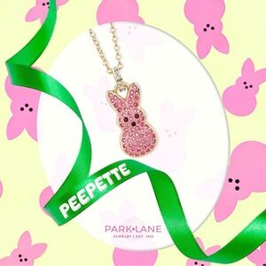 Park Lane PEEPETTE Necklace Pink crystals Easter Peeps Bunny Rabbit Charm NWT